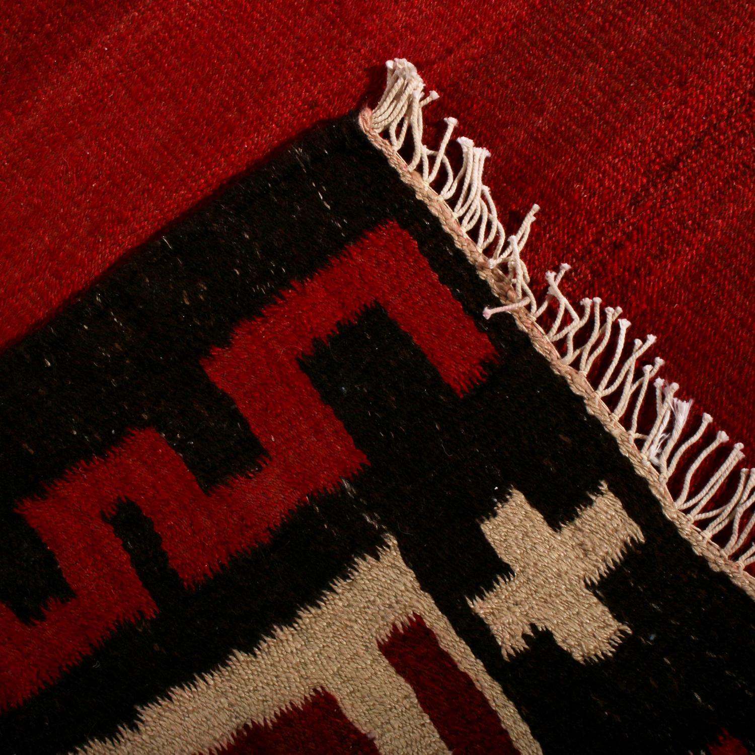 Mid-20th Century Vintage Midcentury Beige Brown and Red Wool Bidjar Persian Kilim by Rug & Kilim For Sale