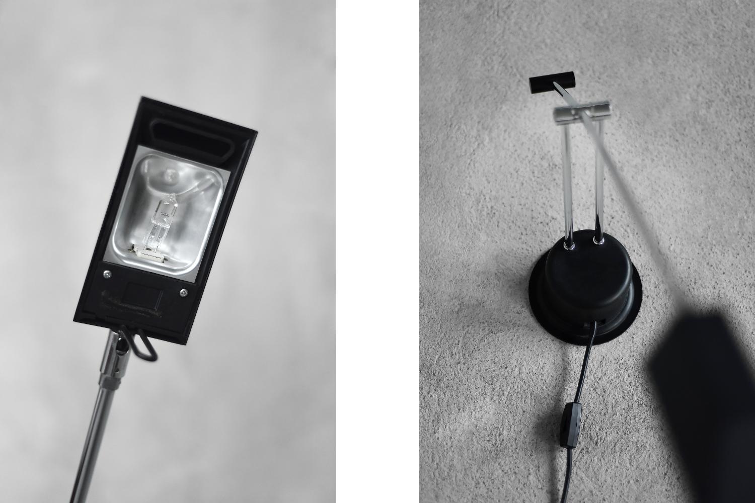 Chrome Vintage Mid-Century Belgian Modern Minimalist Black Desk Lamp from Massive For Sale
