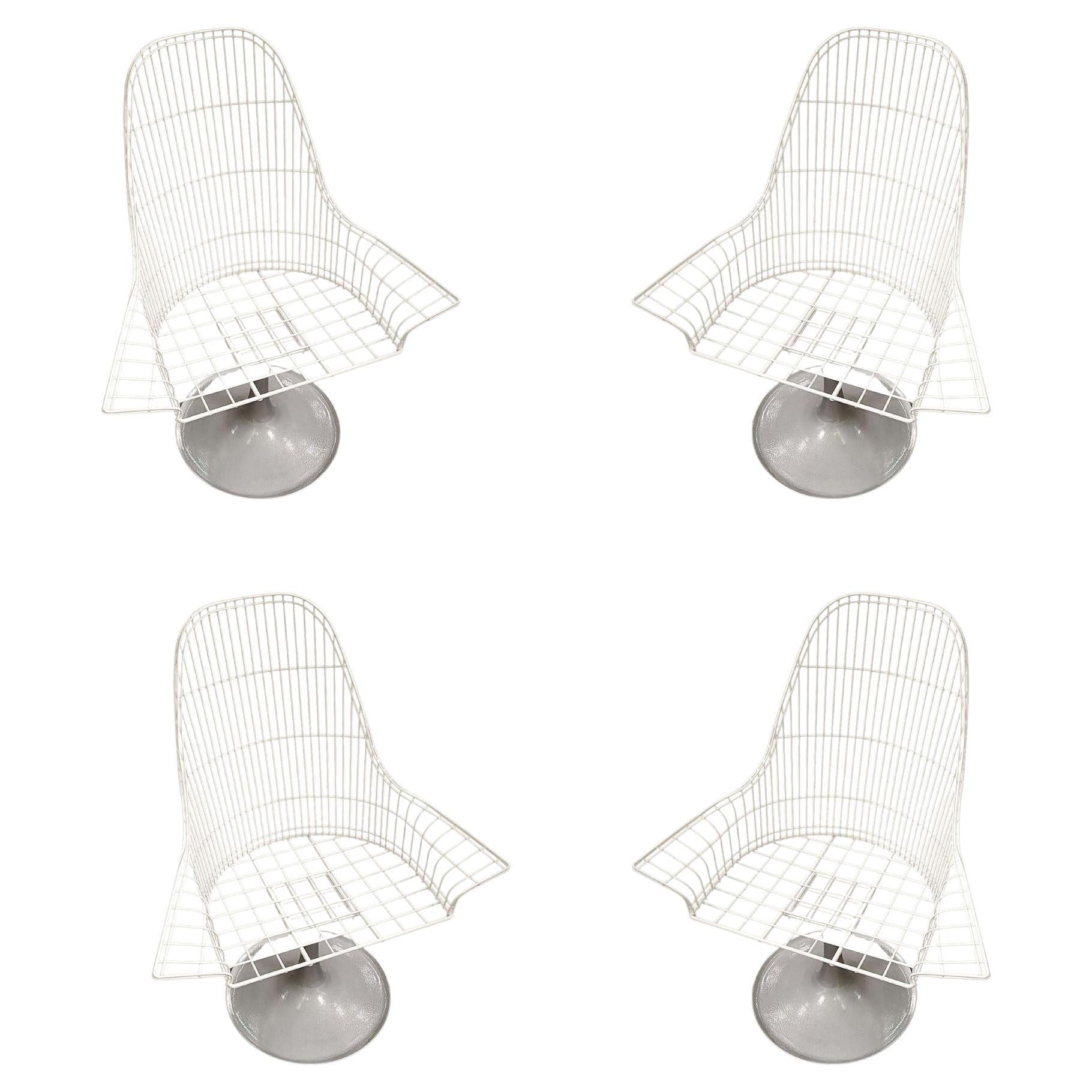 Vintage Mid-century Bertoia Style Wire Diamond Lounge by Homecrest, Set of 4 For Sale
