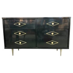 Vintage Mid Century Black Lacquer Chest