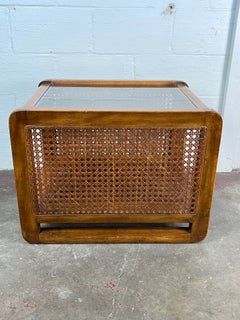 Vintage Mid Century Boho Chic Cane Side End Table