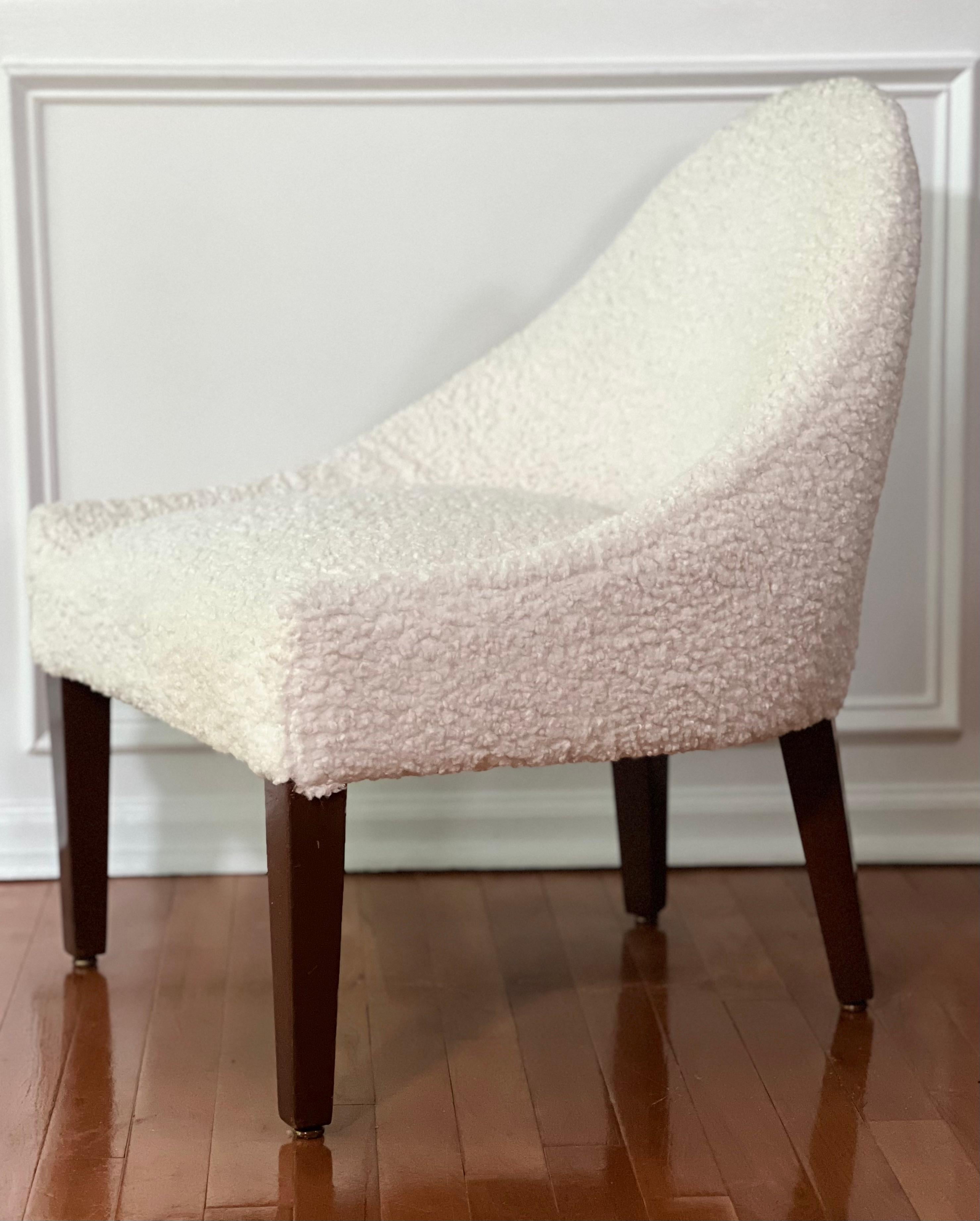 Vintage Midcentury Bouclé Zoey Slipper Chairs, a Pair For Sale 2