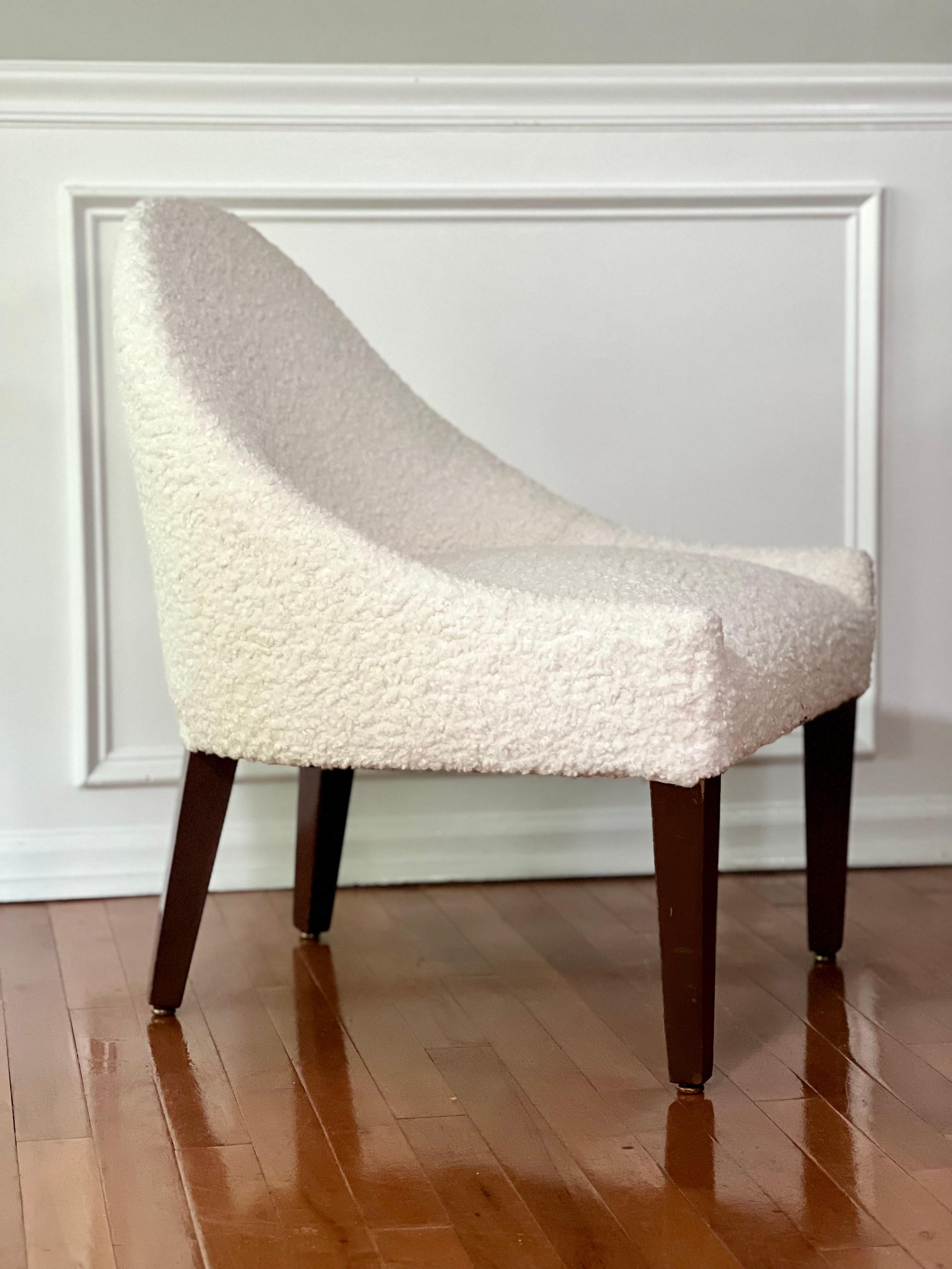 Vintage Midcentury Bouclé Zoey Slipper Chairs, a Pair For Sale 3