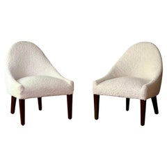 Vintage Mitte des Jahrhunderts Bouclé Zoey Slipper Stühle, ein Paar