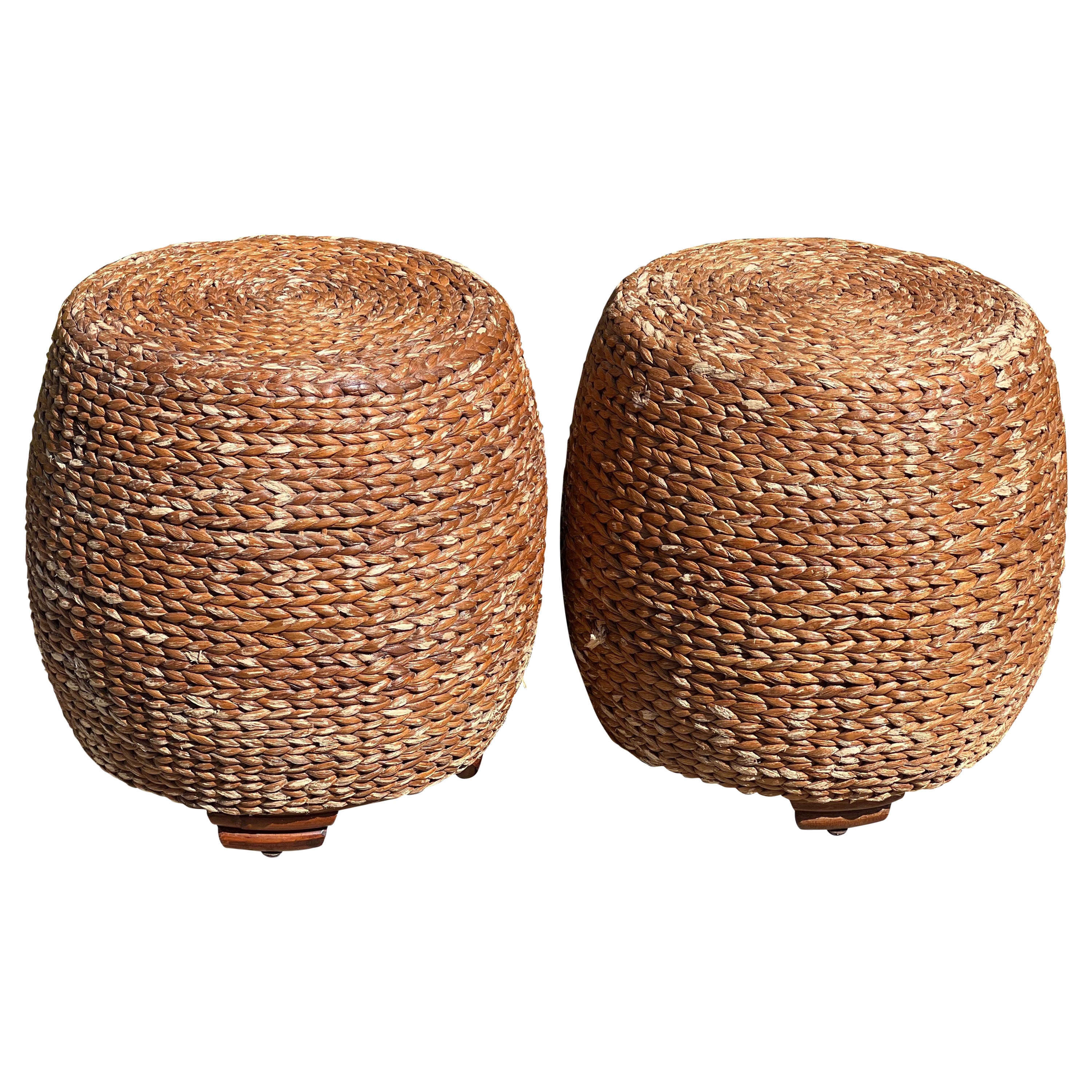 Vintage Mid Century Braided Rope Stools