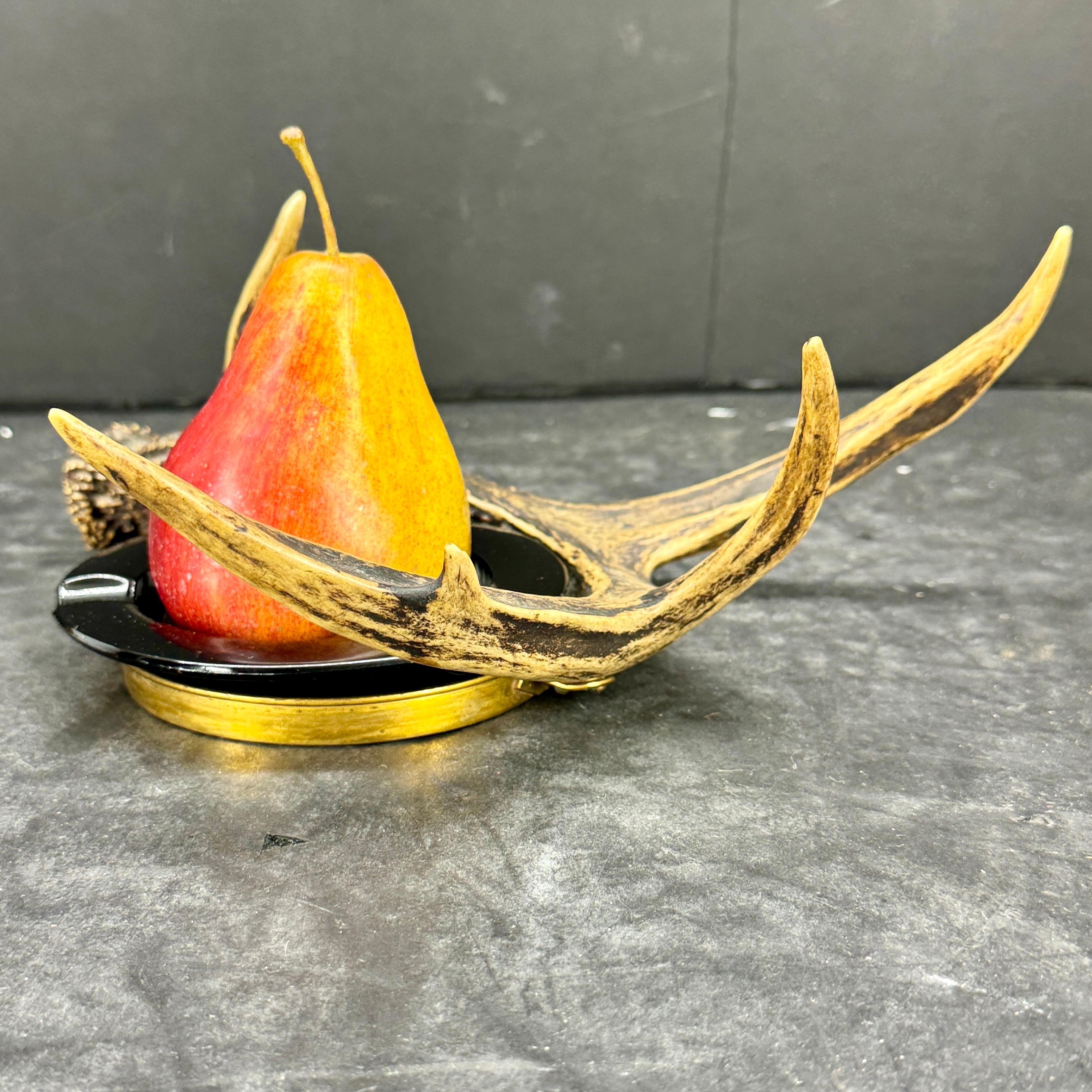 Vintage Mid-Century Brass and Glass Antler Ashtray For Sale 4