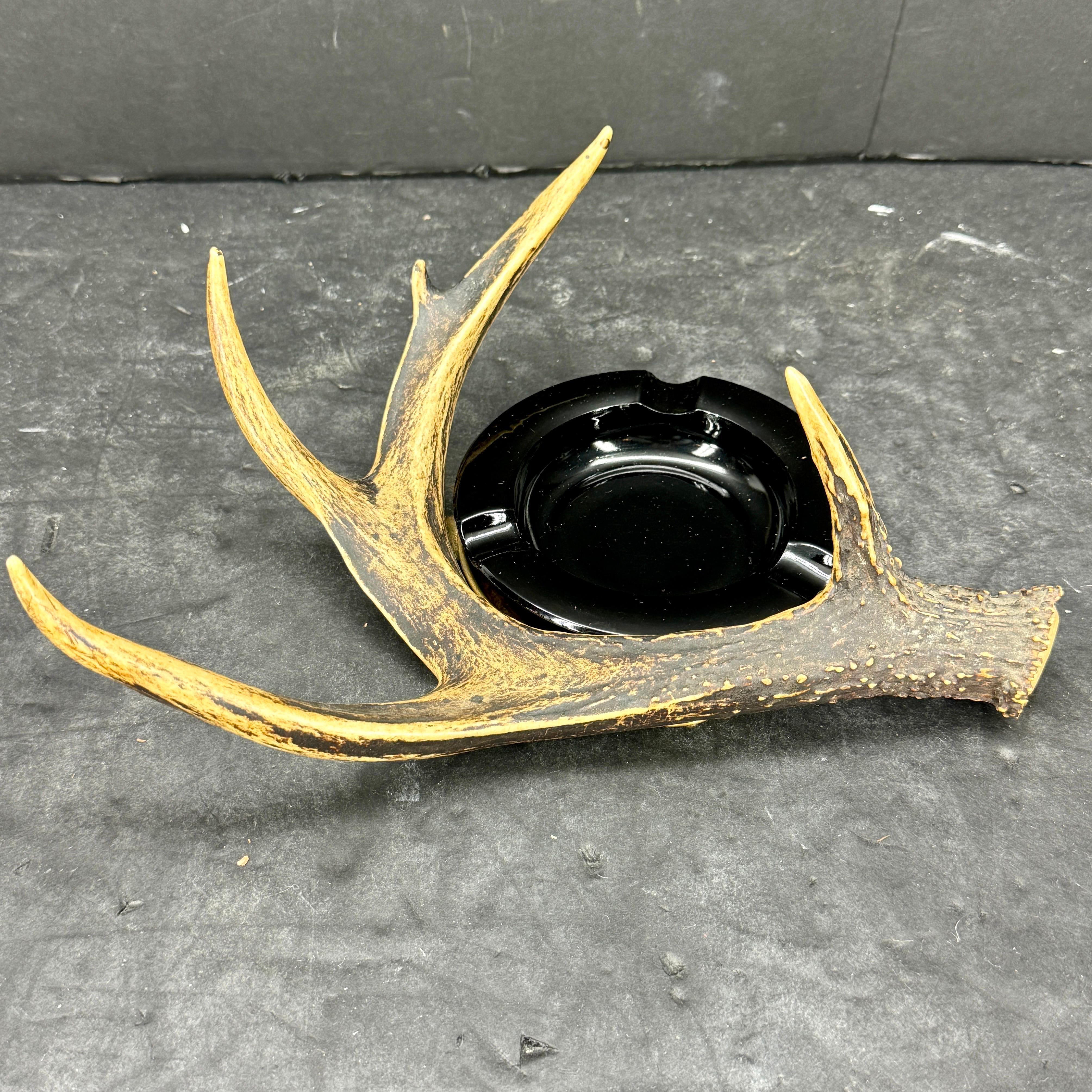 20th Century Vintage Mid-Century Brass and Glass Antler Ashtray For Sale