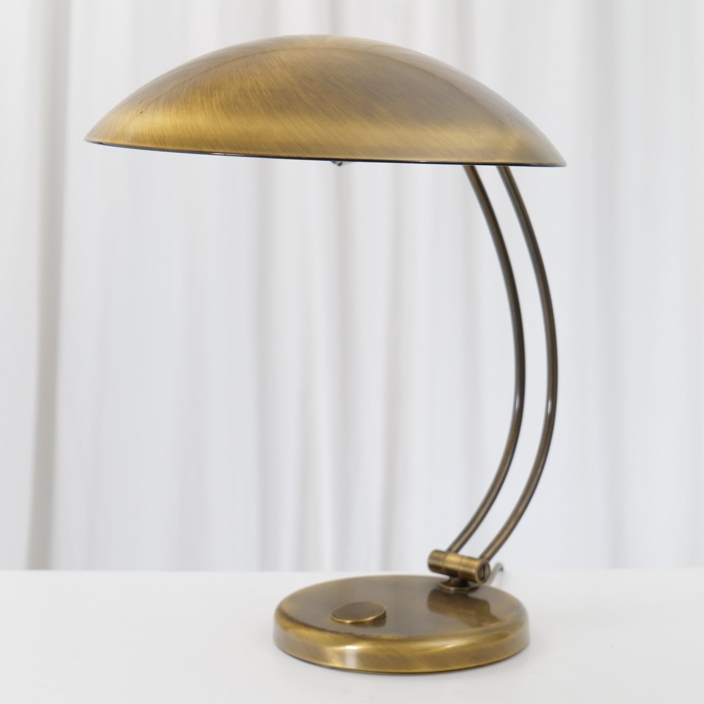 Industrial Vintage Mid Century Brass Desk Lamp by Hillebrand