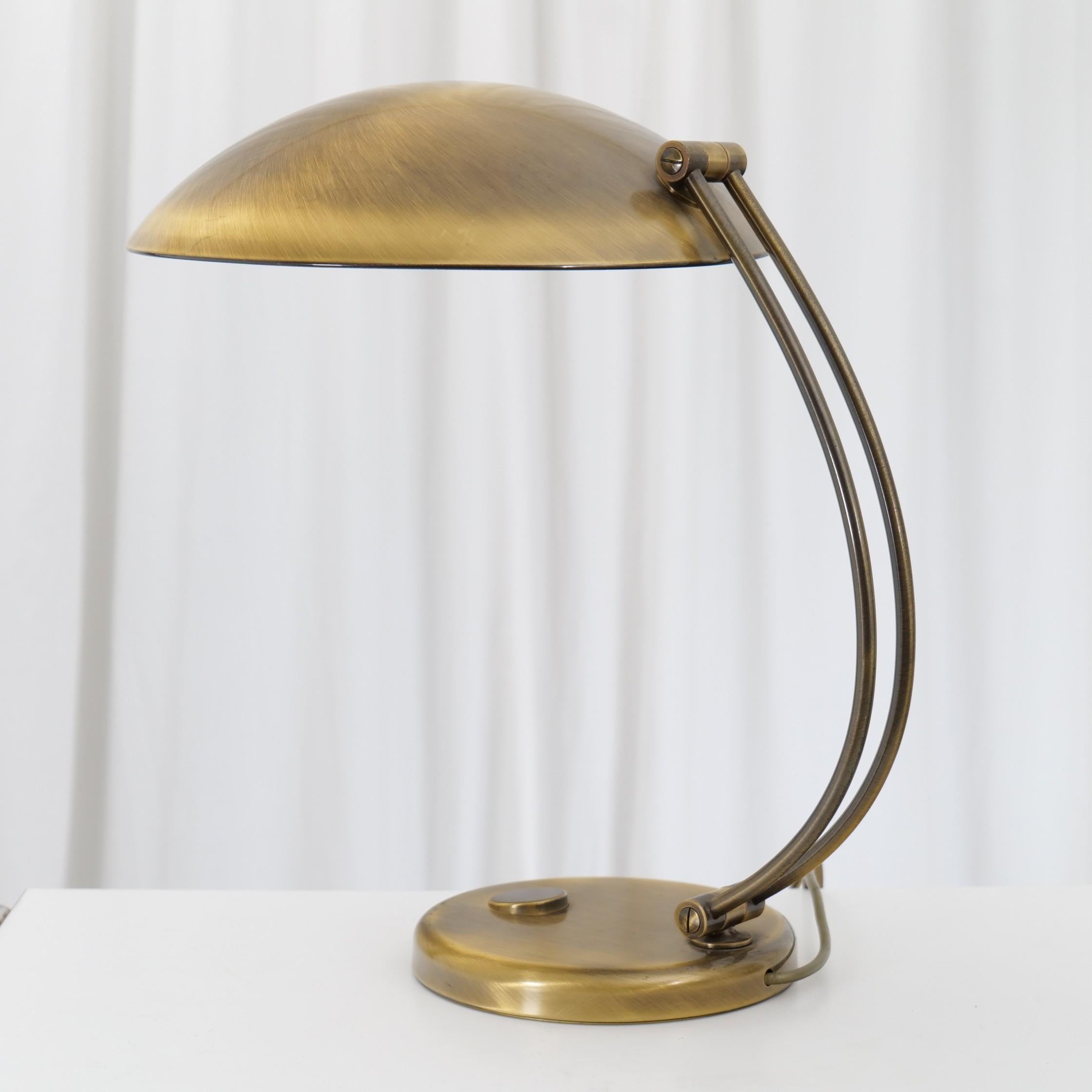 German Vintage Mid Century Brass Desk Lamp by Hillebrand