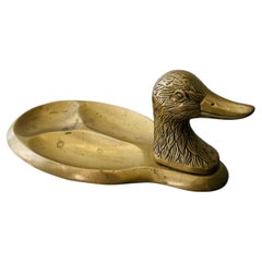 Vintage Mid-Century Brass Duck Valet Tray