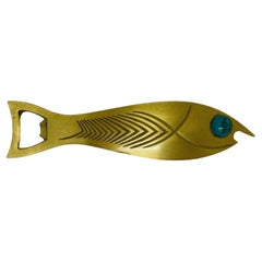 Vintage Mid Century Brass Fish Sculpted Bottle Opener
