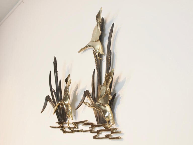 Vintage Mid Century Brass Hollywood Regency Wall Decoration With 3