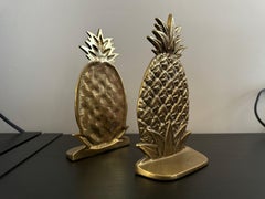 Vintage Mid Century Brass Pineapple Bookends