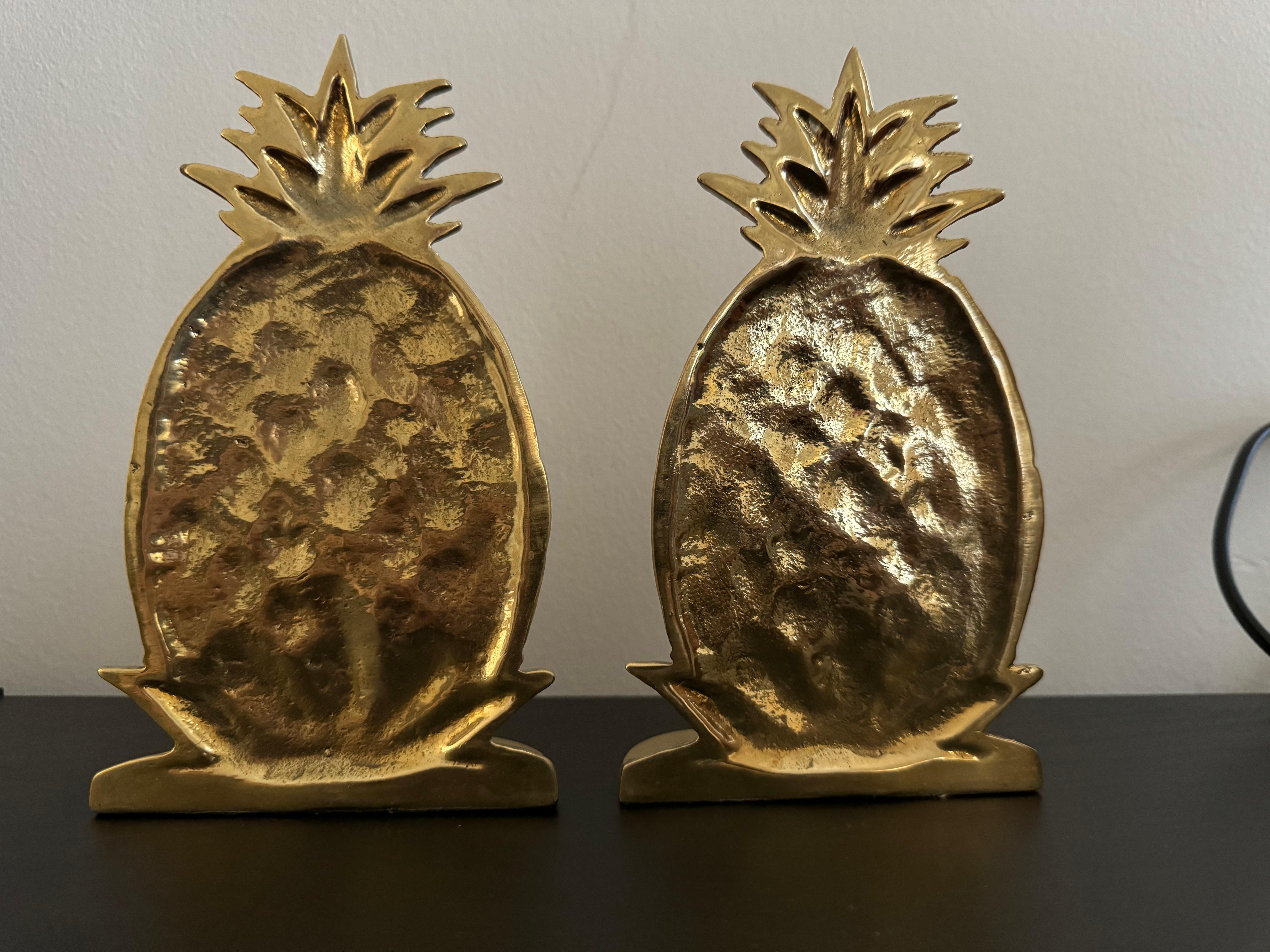 Modern Vintage Mid Century Brass Pineapple Bookends