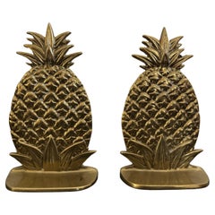 Vintage Mid Century Brass Pineapple Bookends