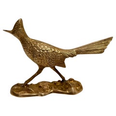Vintage Mid Century Brass Roadrunner Bird Sculpture