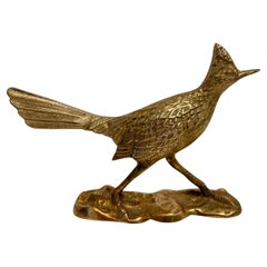 Vintage Mid Century Brass Roadrunner Bird Sculpture