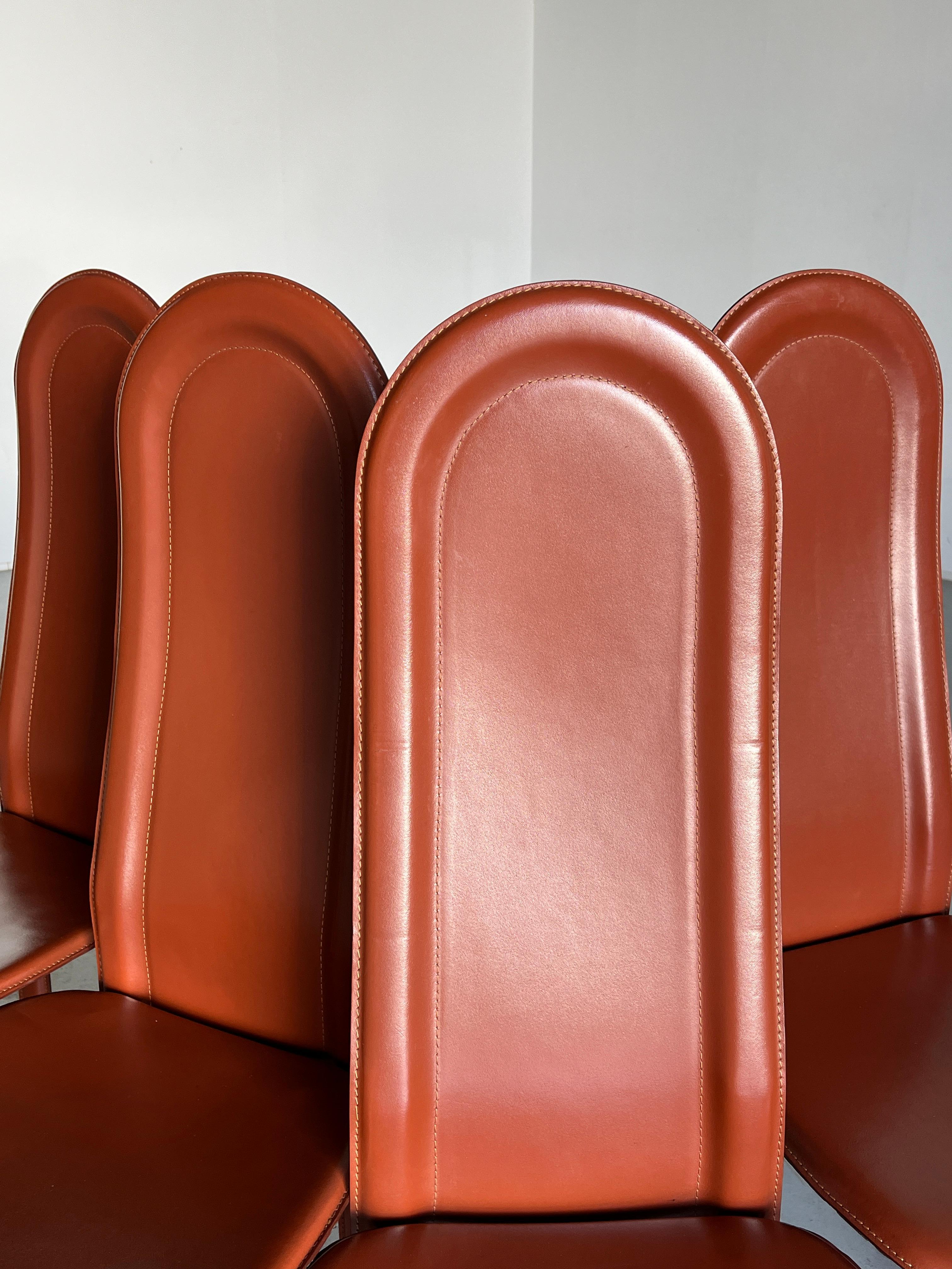 Vintage Mid-Century Brown Leather Dining Chair, 1980s Italy For Sale 4
