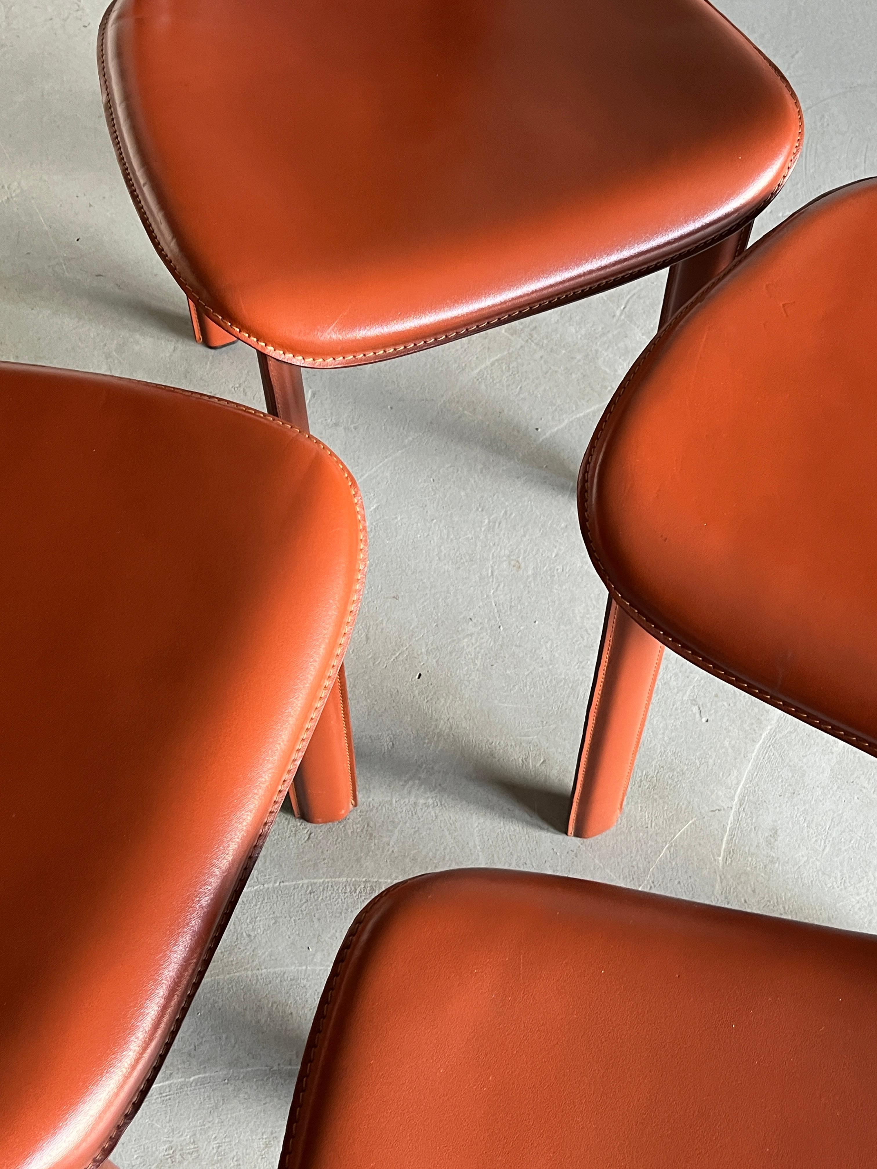 Vintage Mid-Century Brown Leather Dining Chair, 1980s Italy For Sale 5