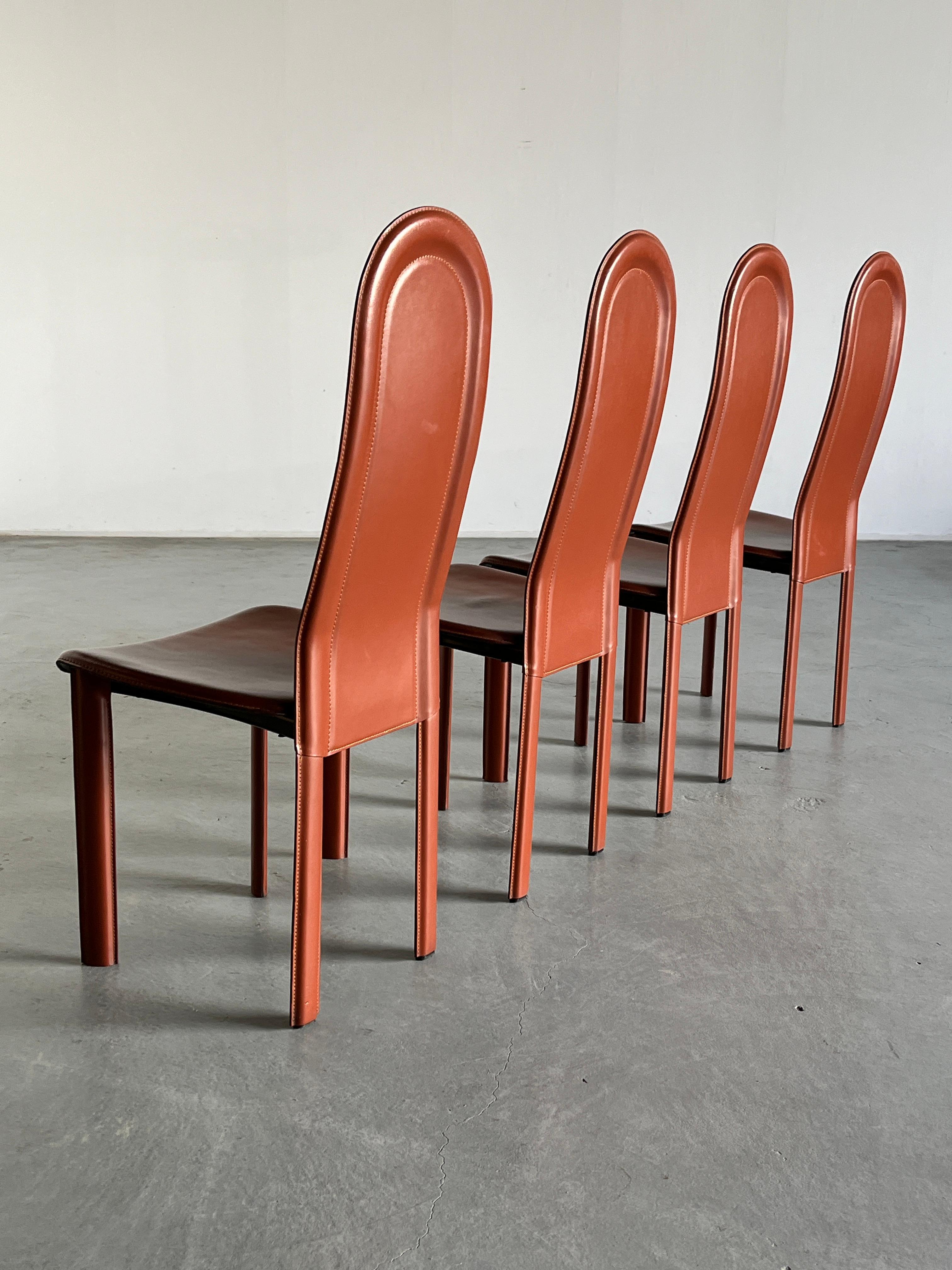 Vintage Mid-Century Brown Leather Dining Chair, 1980s Italy For Sale 2