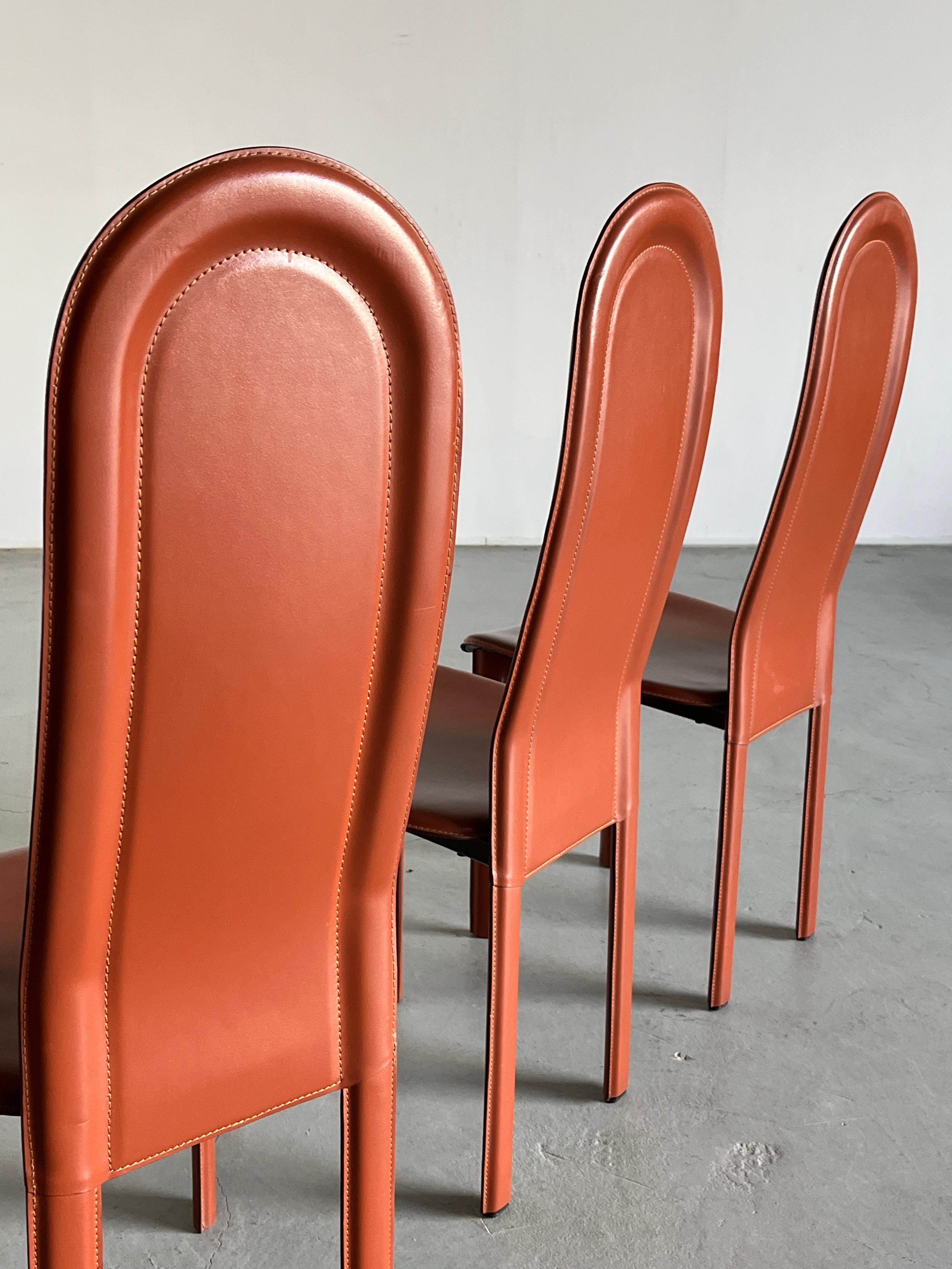 Vintage Mid-Century Brown Leather Dining Chair, 1980s Italy For Sale 3
