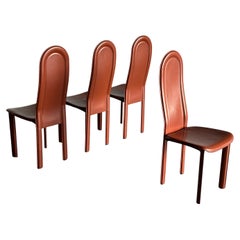 Vintage Mid-Century Brown Leather Dining Chair, 1980s Italy