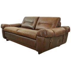 Vintage Midcentury Brown Leather Sofa, 1960s Vintage Midcentury Brown Leather Sofa, 1960s