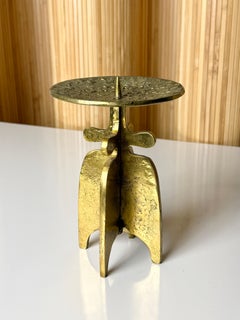 Vintage Mid Century Brutalist Brass Candleholder Giuseppe Gallo Attributed 1960s