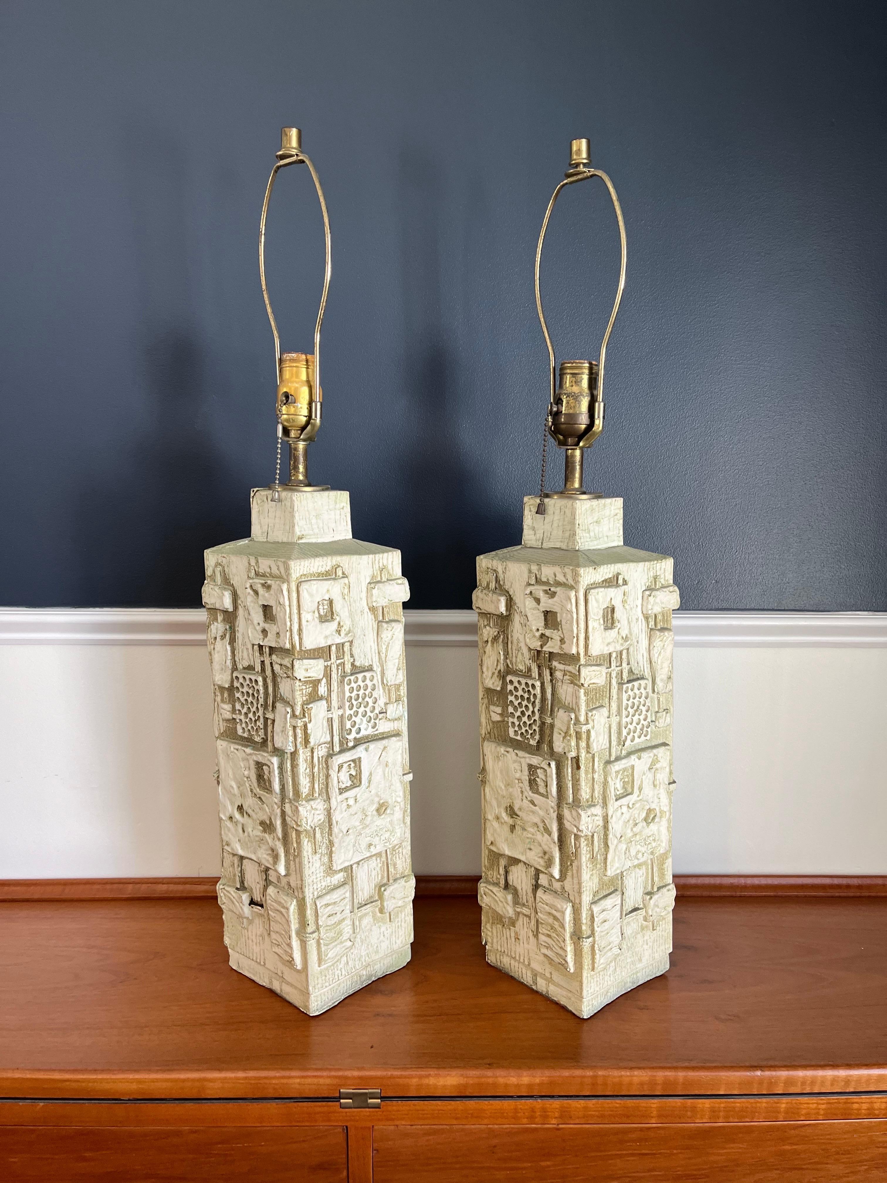 American Vintage Mid Century Brutalist CN Burman Lamps For Sale