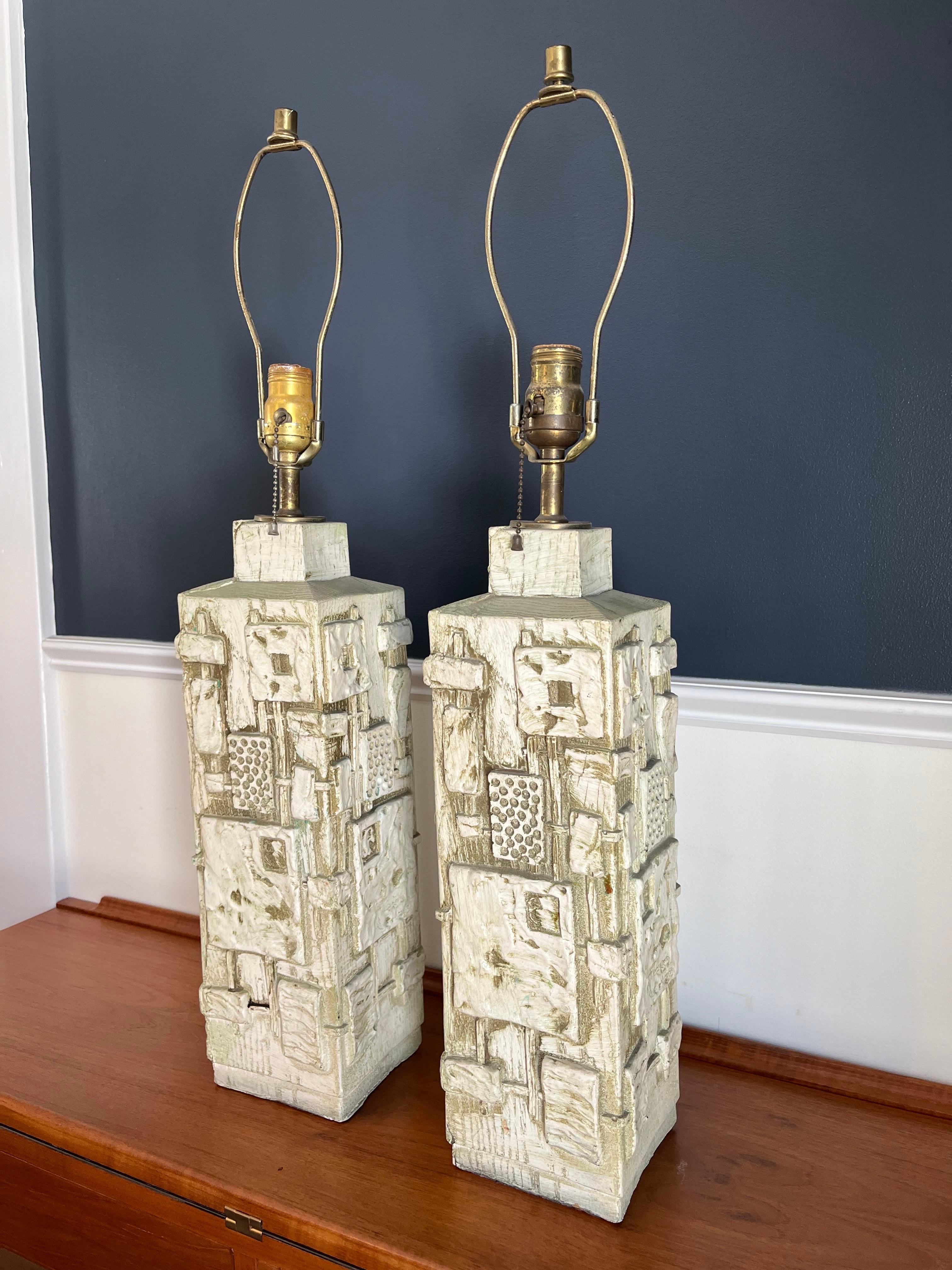 20th Century Vintage Mid Century Brutalist CN Burman Lamps For Sale