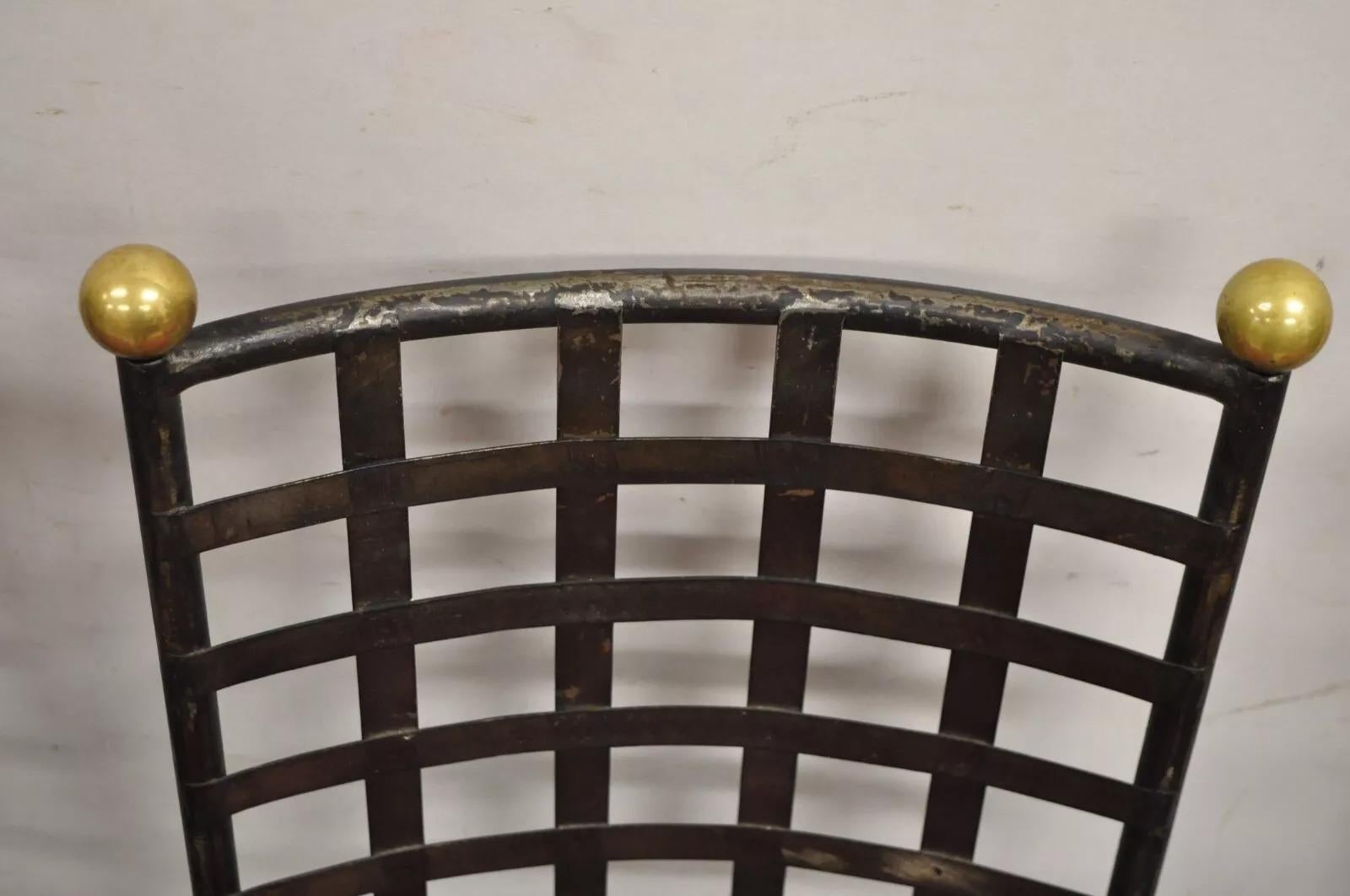 Vintage Mid Century Brutalist Iron Chain Link Swivel Counter Bar Stool Set of 4 For Sale 2