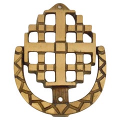 Vintage-Türgriff aus Jerusalem mit Celtic Irish Cross, Brutalismus, Mid-Century Modern