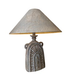 Vintage mid century Brutalist pottery lamps by Vanguard USA, 1970s TWO AVAILABLE