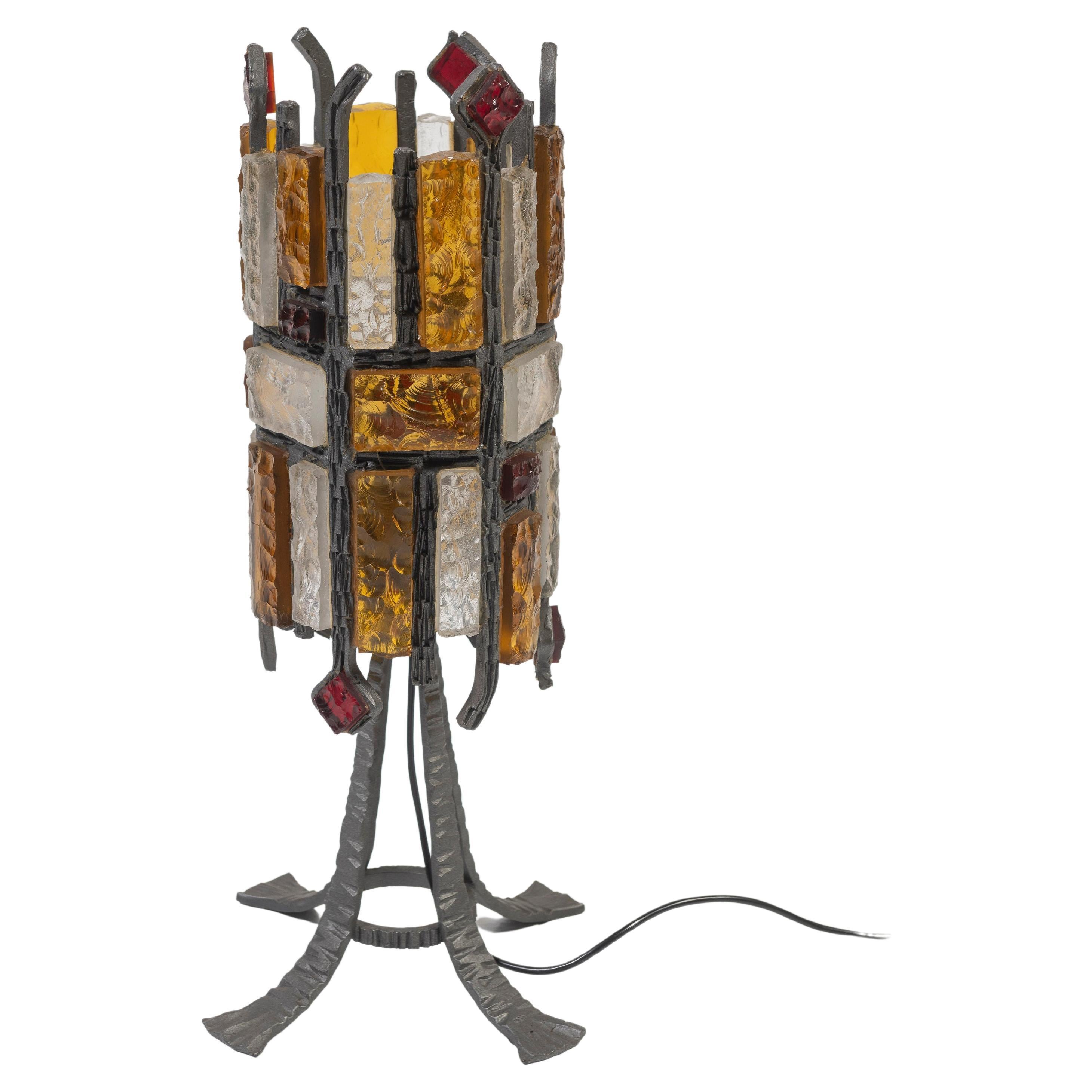 Lampe de table vintage brutaliste du milieu du siècle