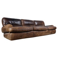 Durlet 3-seater Sofa, 1960s, Belgium, Brown Buffalo Leather, Midcentury Vintage 