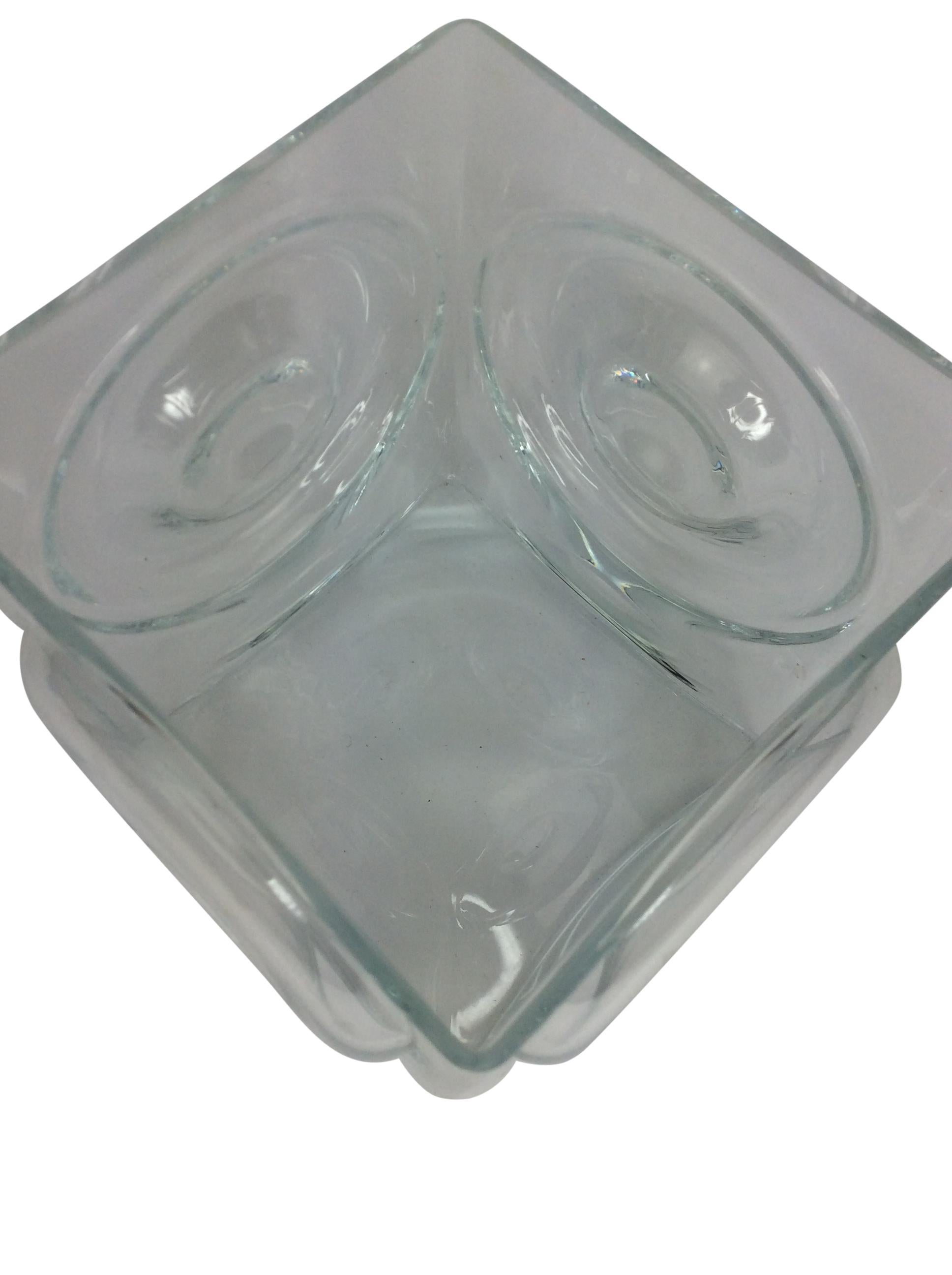 Mid-Century Modern Seau à glace en verre Bulls-Eye vintage du milieu du siècle en vente