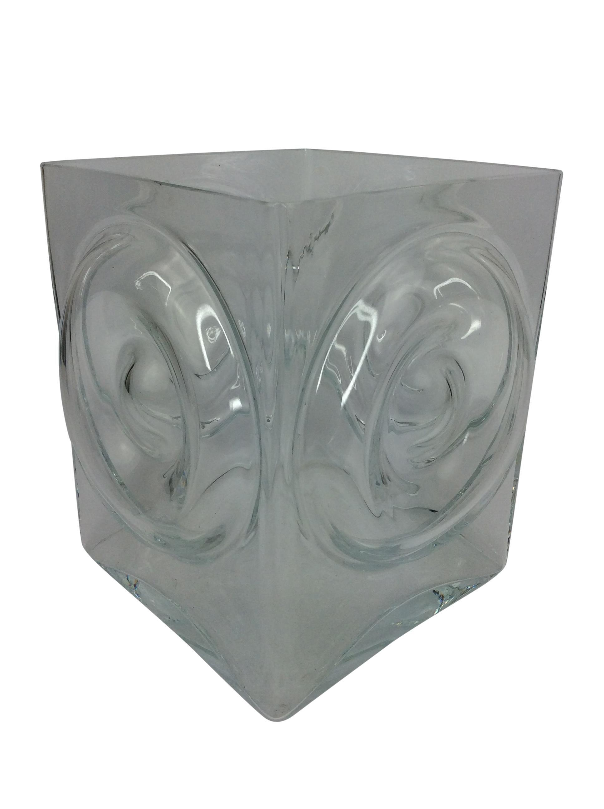 20ième siècle Seau à glace en verre Bulls-Eye vintage du milieu du siècle en vente