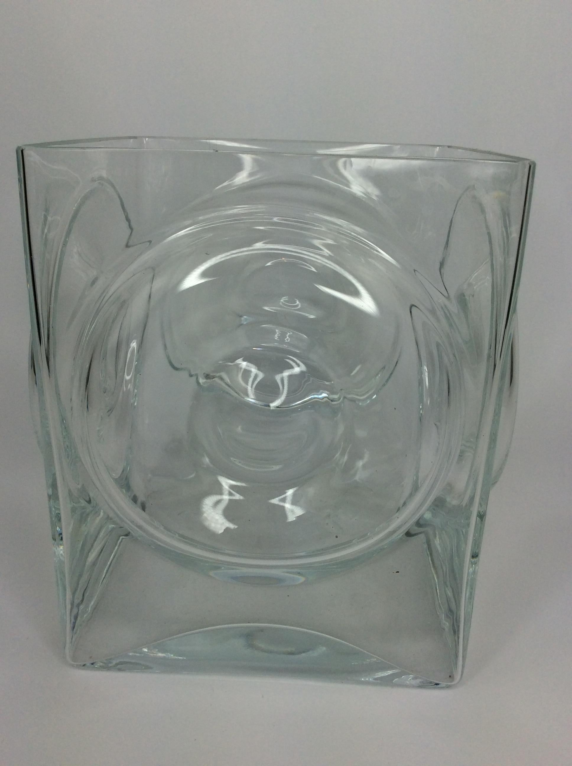 Seau à glace en verre Bulls-Eye vintage du milieu du siècle en vente 1