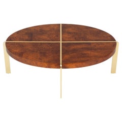 Vintage Midcentury Burl and Brass Coffee Table by Milo Baughman