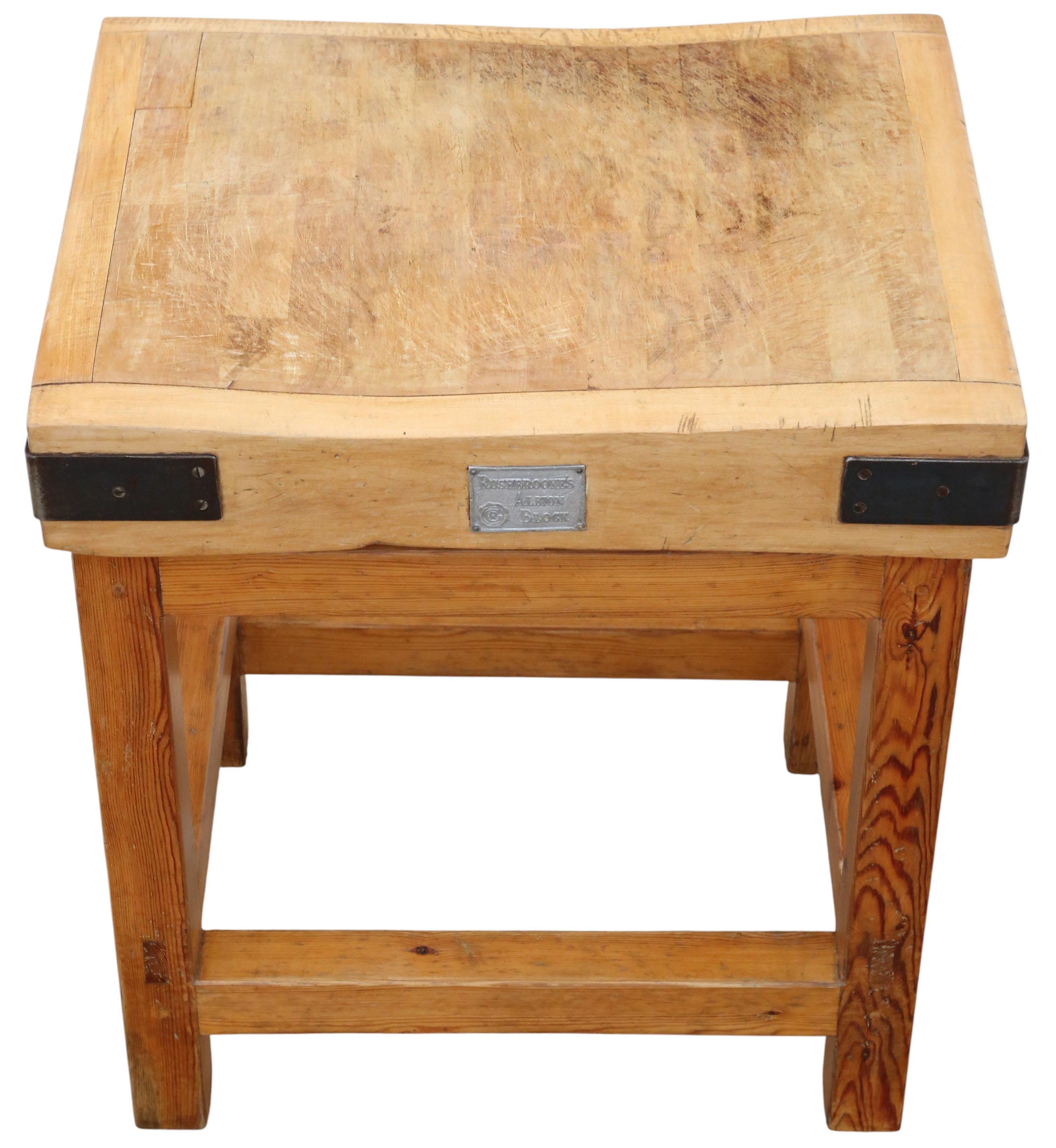 Country Vintage Mid-Century Butcher’s Block – Kitchen Side Work / Occasional Table For Sale