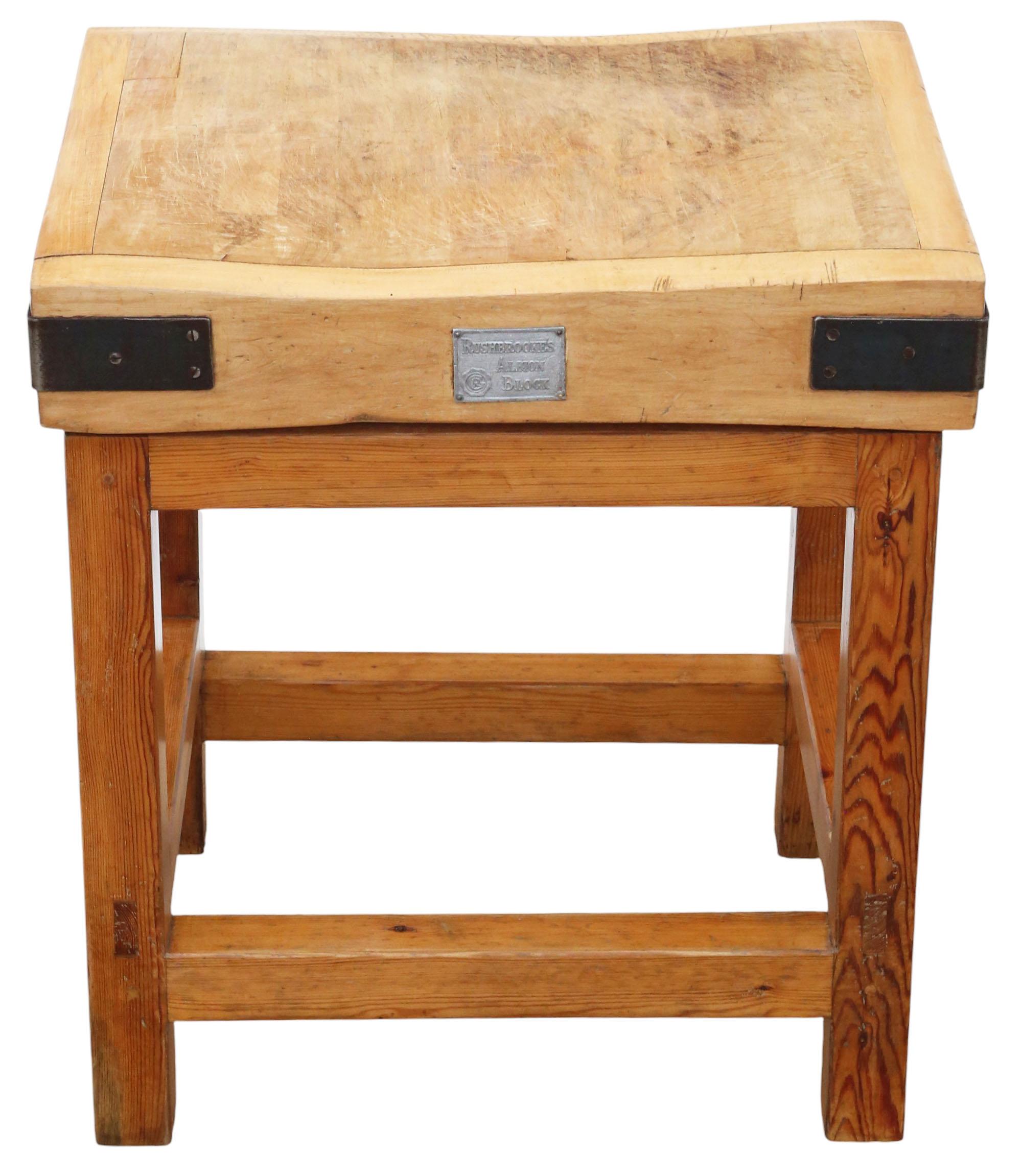 British Vintage Mid-Century Butcher’s Block – Kitchen Side Work / Occasional Table For Sale