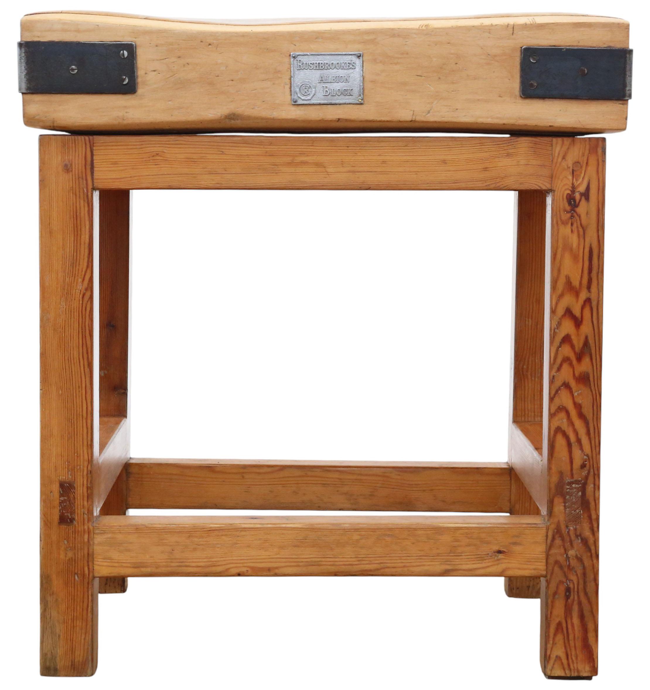 Vintage Mid-Century Butcher’s Block – Kitchen Side Work / Occasional Table In Good Condition For Sale In Wisbech, Cambridgeshire