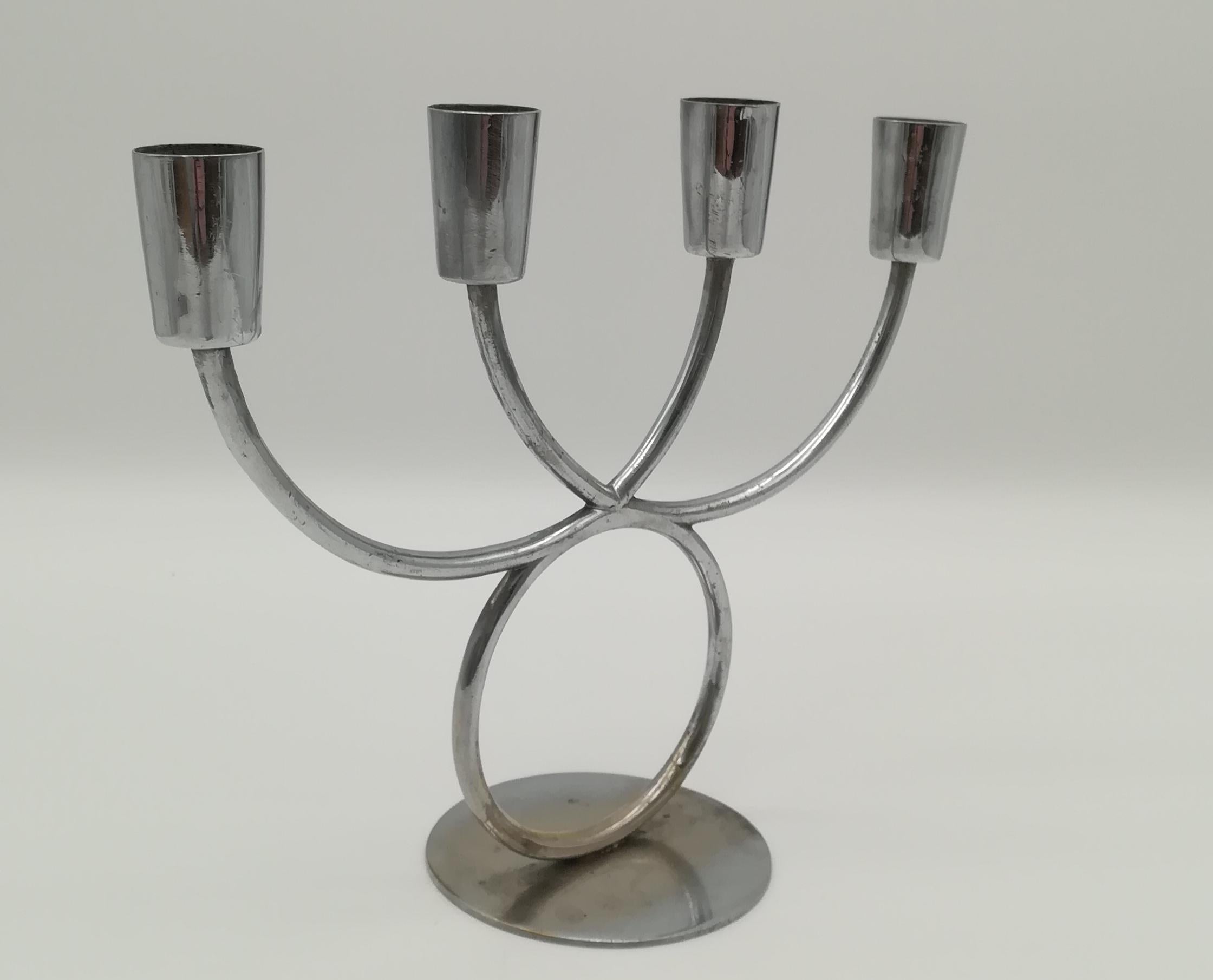 Brass Vintage Mid-Century Candle Holder Att. to Karl Hagenauer, Austria, 1930/50's For Sale