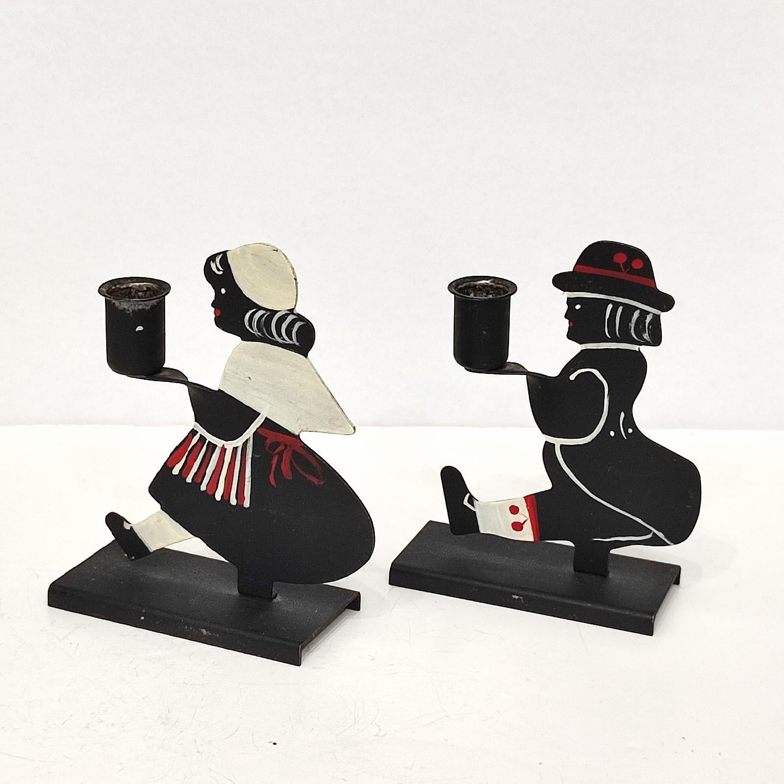 Hand-Painted Vintage Mid-Century Candlesticks 1960 For Sale