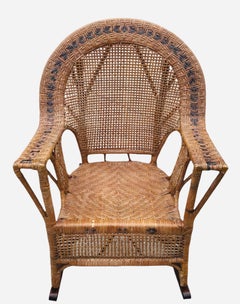 Vintage Mid Century Cane Woven Rocker