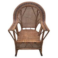 Retro Mid Century Cane Woven Rocker