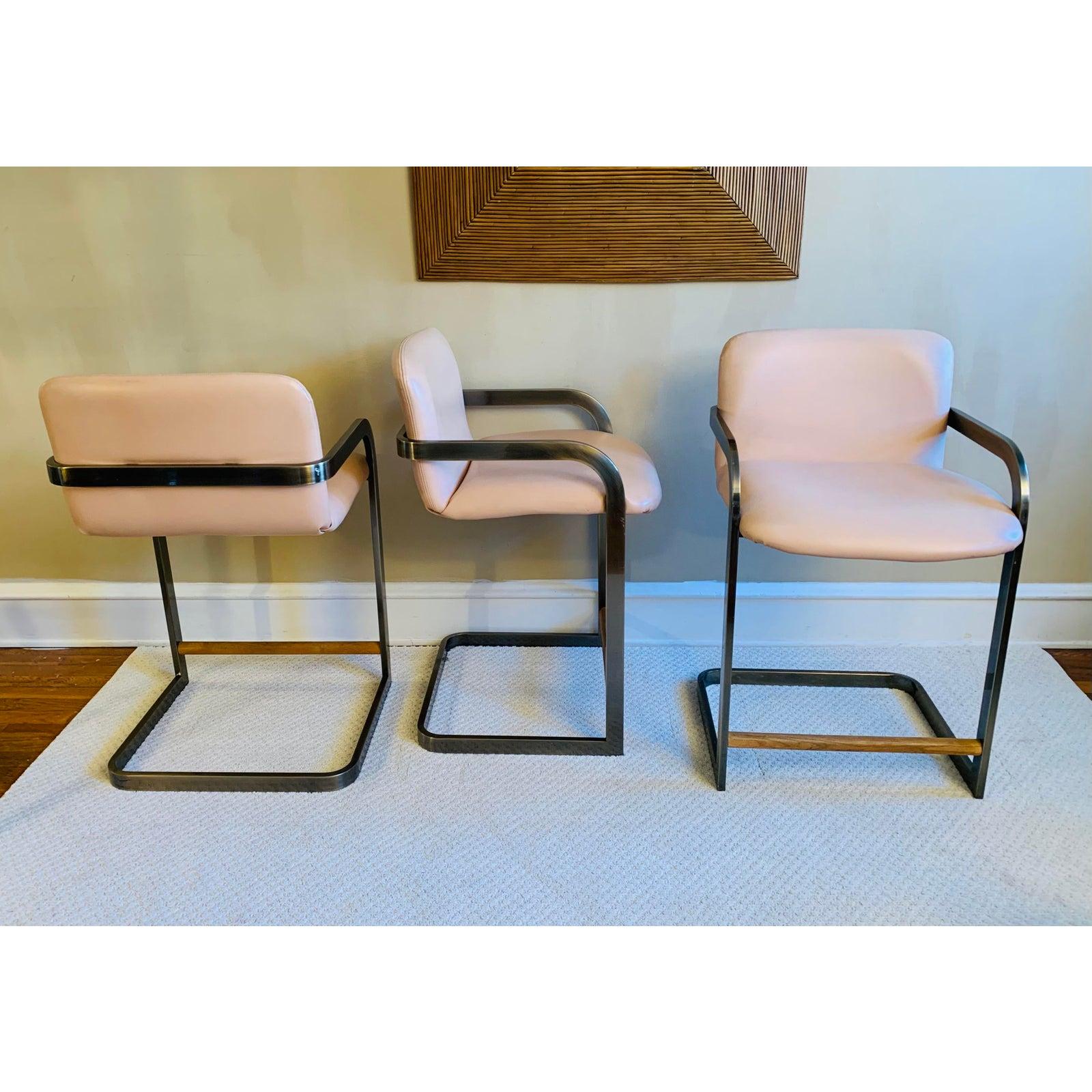 Mid-Century Modern Vintage Midcentury Cantilever Stools in the Milo Baughman Style by D.I.A. 1980's