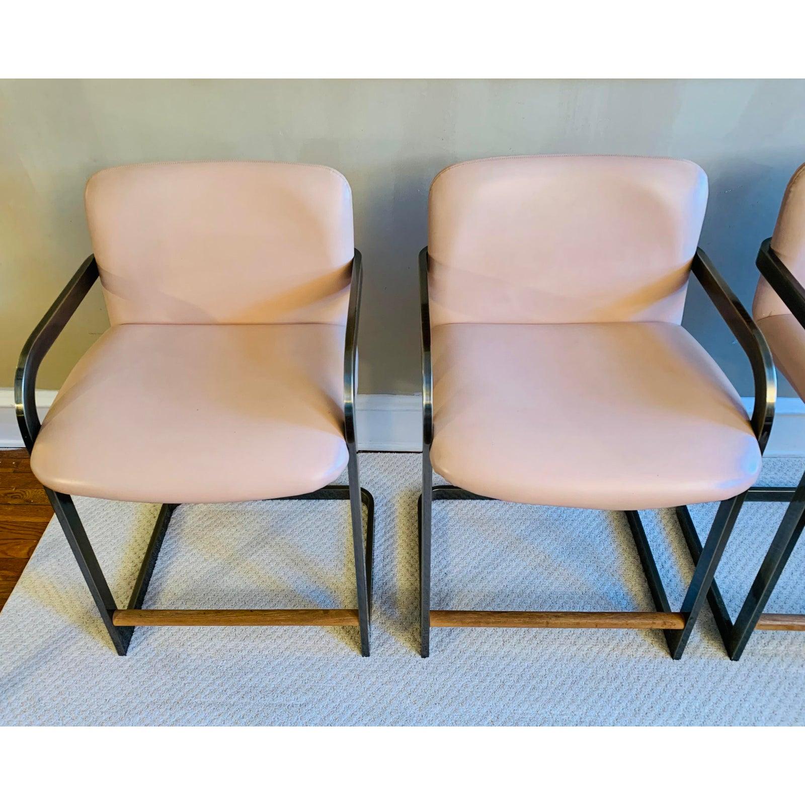 North American Vintage Midcentury Cantilever Stools in the Milo Baughman Style by D.I.A. 1980's