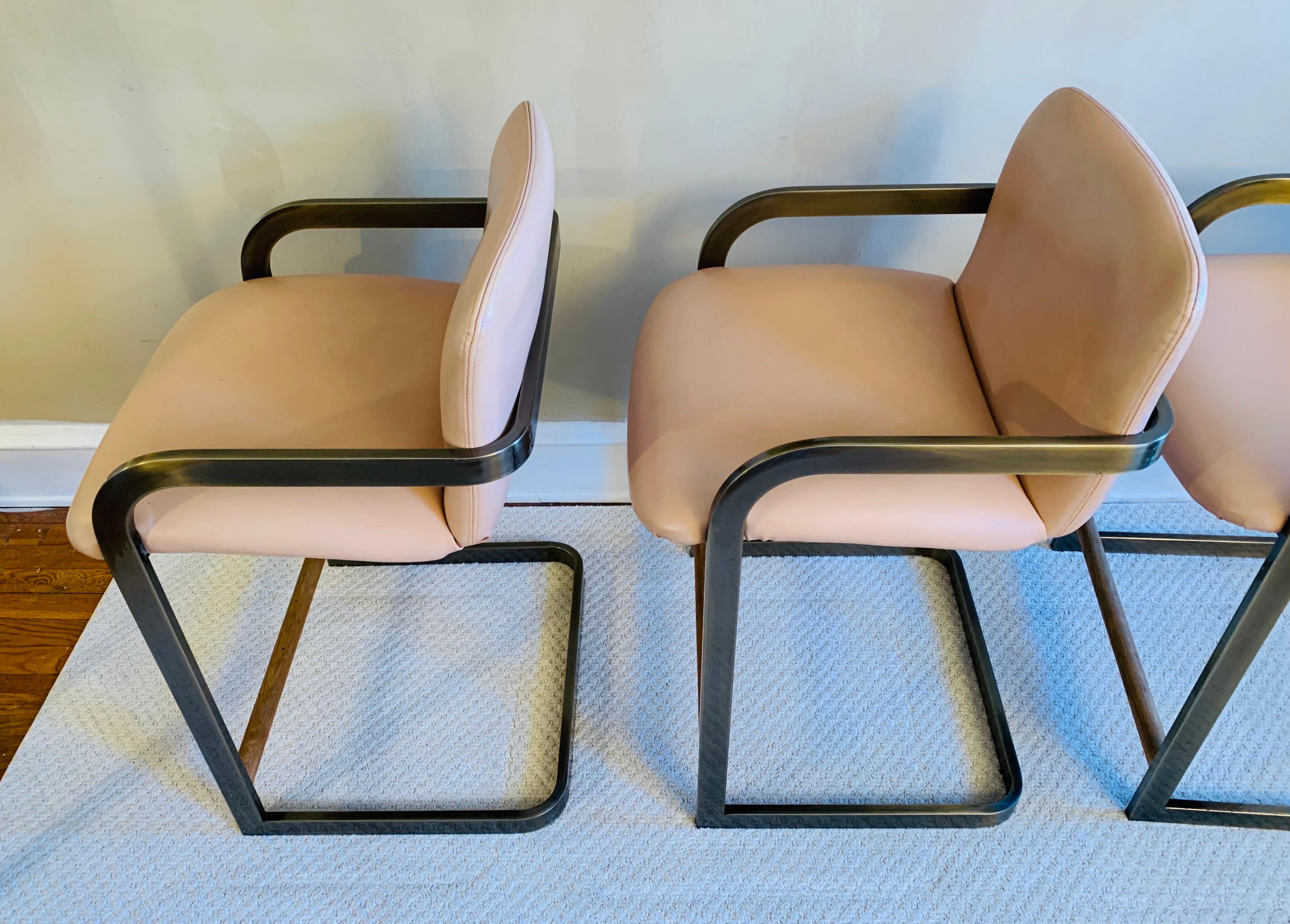 Burnished Vintage Midcentury Cantilever Stools in the Milo Baughman Style by D.I.A. 1980's