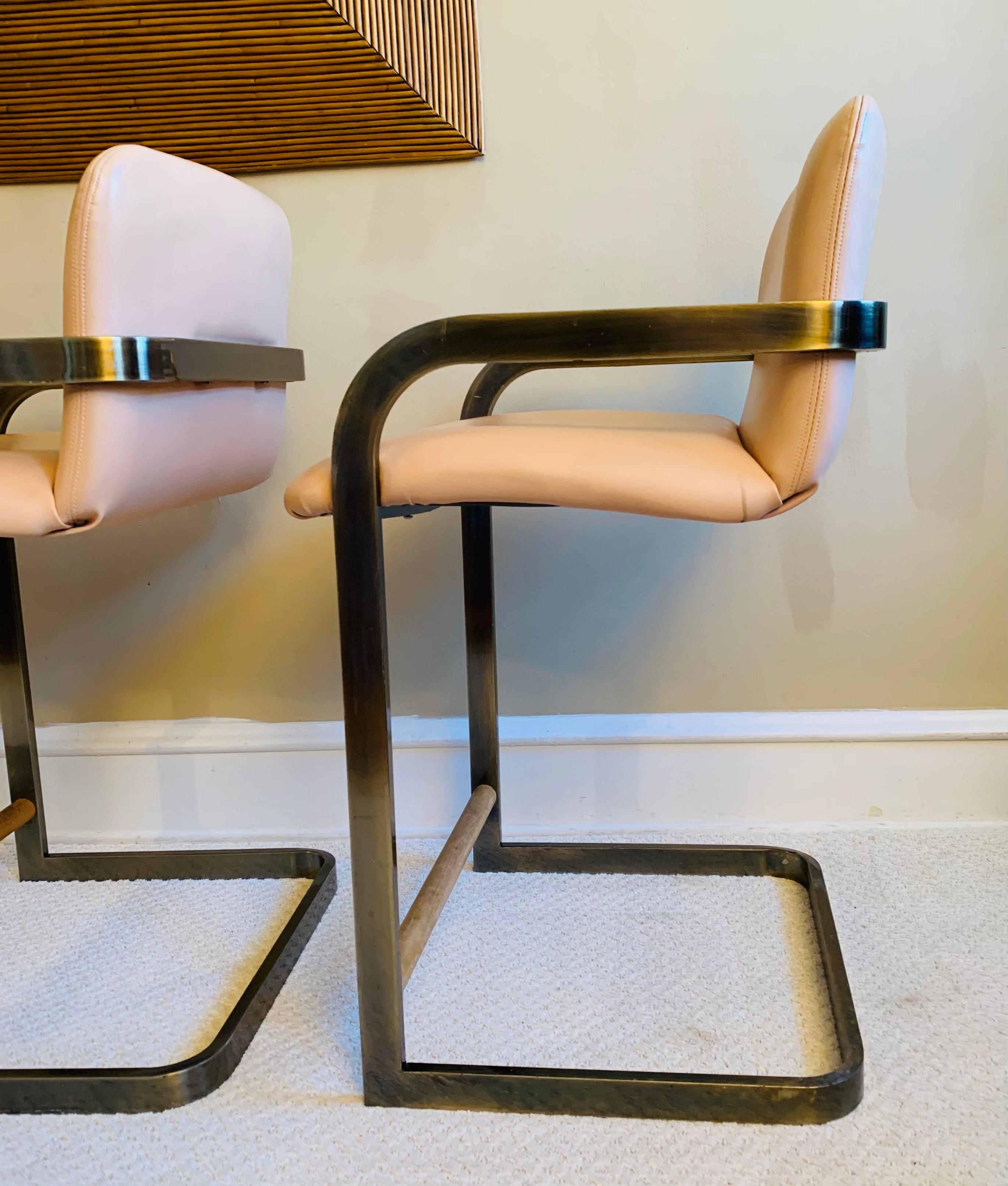 Late 20th Century Vintage Midcentury Cantilever Stools in the Milo Baughman Style by D.I.A. 1980's
